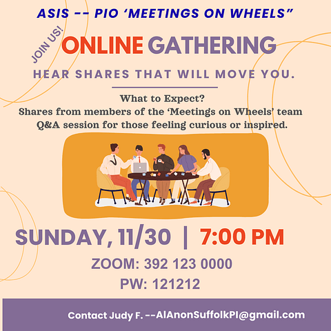 11.30..25 ASIS Meetings On Wheels - Sunday Zoom