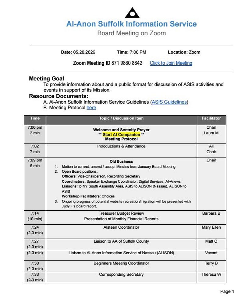05.20 Board Agenda 1