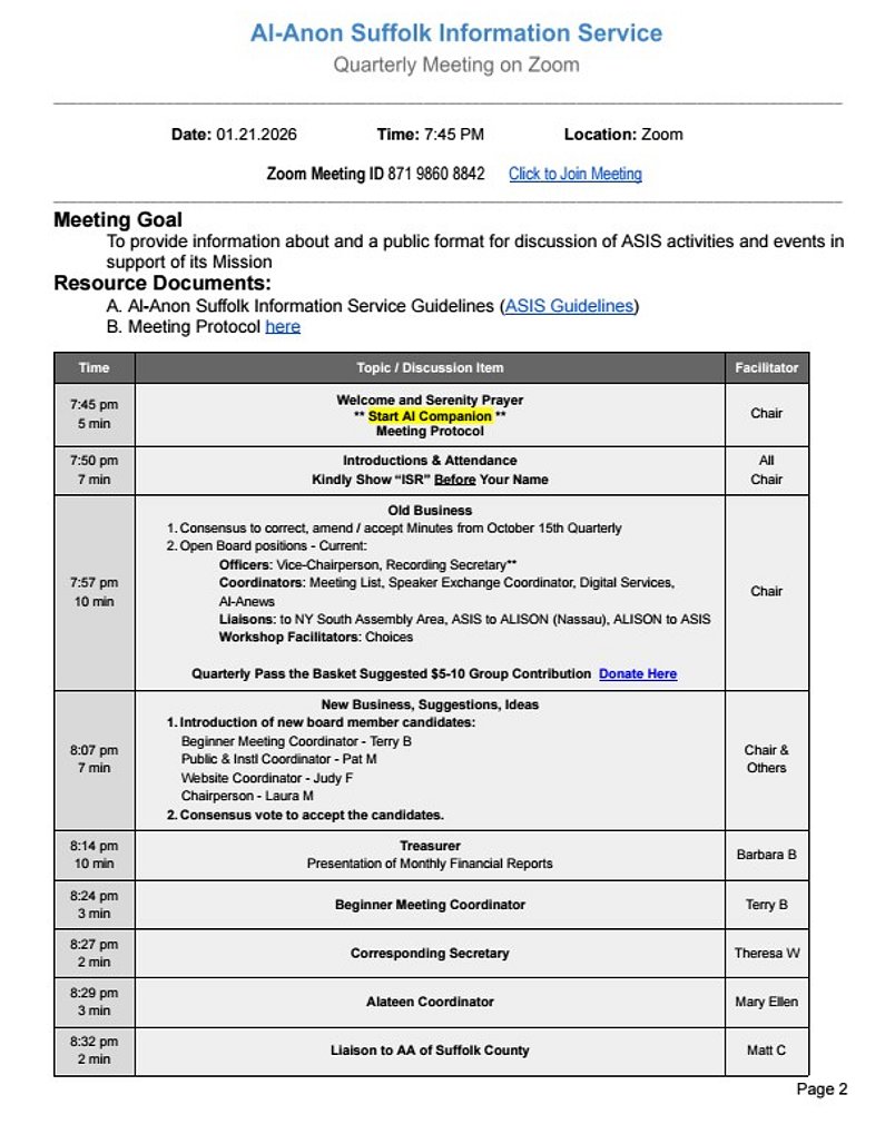 01.21 Board_Quarterly Agenda 2